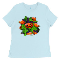 Baby Blue halloween pumpkin patch Ladies Tee - BundleAndBundleShop