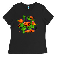 Black halloween pumpkin patch Ladies Tee - BundleAndBundleShop