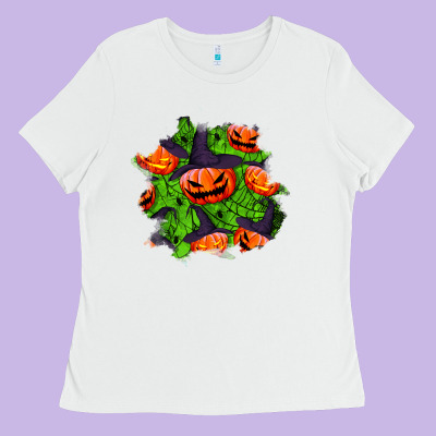Halloween Pumpkin Patch Ladies Tee Designed By Bundleandbundleshop