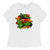 White halloween pumpkin patch Ladies Tee - BundleAndBundleShop