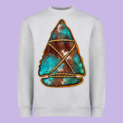 Turquoise Cowhide Arrowhead Heavyweight Sweatshirt Designed By Jasminsmagicworld