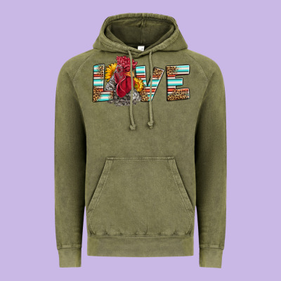 Love Rooster Head Vintage Hoodie Designed By Lillyallendesigns