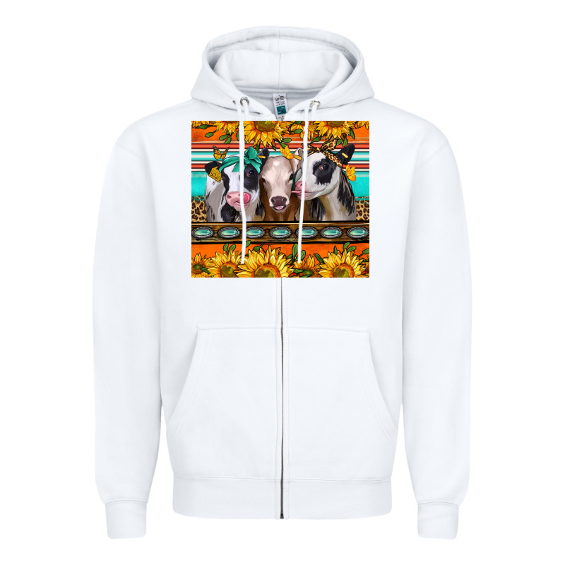 Heifers And Sunflowers Zipper Hoodie by Jasminsmagicworld | Teevron