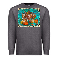 Charcoal Heather fall longhorn cows Premium Sweatshirt - RanaPortraitStore