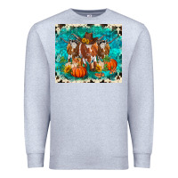 Heather Grey fall longhorn cows Premium Sweatshirt - RanaPortraitStore