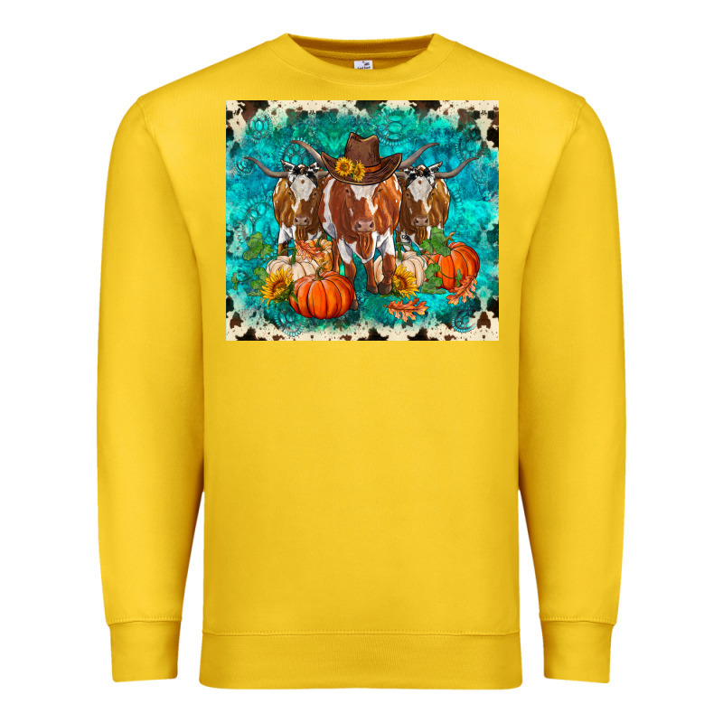 Fall Longhorn Cows Premium Sweatshirt by RanaPortraitStore | Teevron