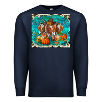 Navy fall longhorn cows Premium Sweatshirt - RanaPortraitStore