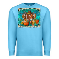 Ocean Blue fall longhorn cows Premium Sweatshirt - RanaPortraitStore