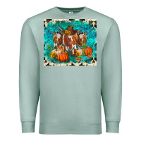 Seafoam fall longhorn cows Premium Sweatshirt - RanaPortraitStore