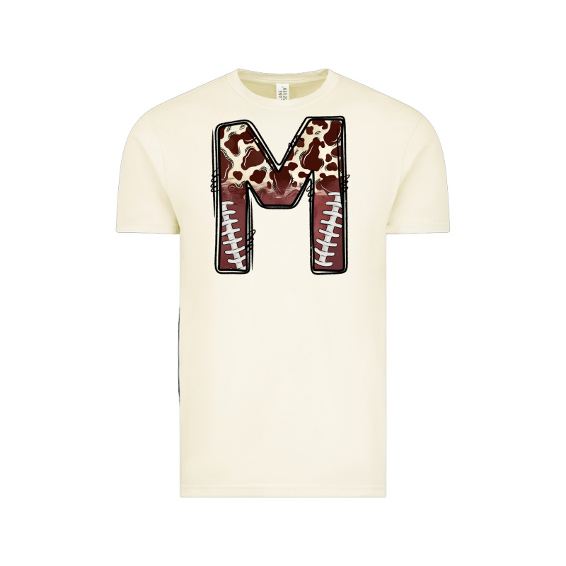 Name Footballcow Print Letter M Vintage Tee by CowhideDigitalArt | Teevron