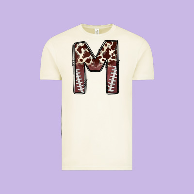 Name Footballcow Print Letter M Vintage Tee Designed By Cowhidedigitalart