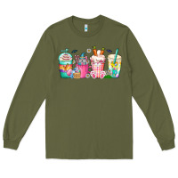 Army Green easter day coffee gnome Long Sleeve Tee - CowhideDigitalArt