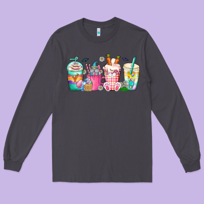 Easter Day Coffee Gnome Long Sleeve Tee Designed By Cowhidedigitalart