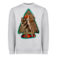 Heather Grey howling wolves arrowhead Heavyweight Sweatshirt - Jasminsmagicworld