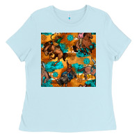 Baby Blue cowboy rodeo seamless pattern Ladies Tee - BundleAndBundleShop