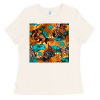 Bone cowboy rodeo seamless pattern Ladies Tee - BundleAndBundleShop
