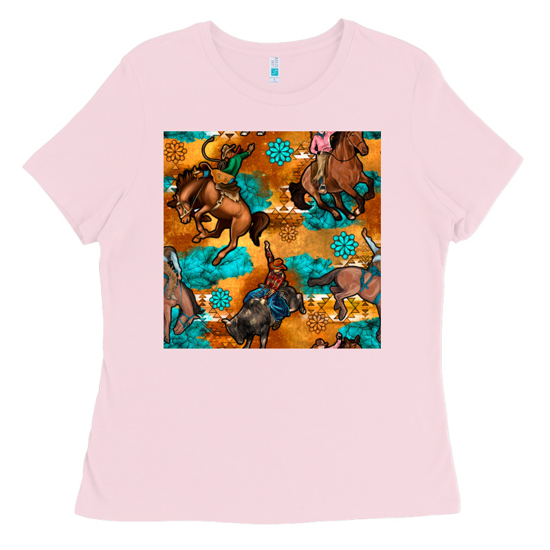 Cowboy Rodeo Seamless Pattern Ladies Tee by BundleAndBundleShop | Teevron