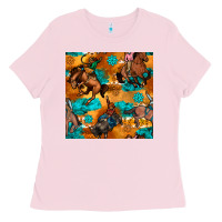 Bubblegum Pink cowboy rodeo seamless pattern Ladies Tee - BundleAndBundleShop