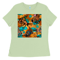 Matcha cowboy rodeo seamless pattern Ladies Tee - BundleAndBundleShop