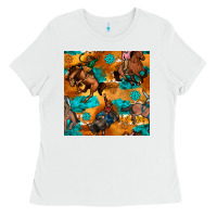 White cowboy rodeo seamless pattern Ladies Tee - BundleAndBundleShop