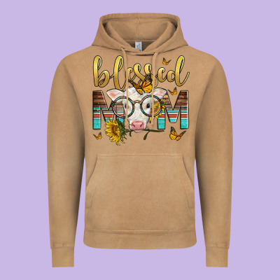 Western Blessed Mom Baby Calf Vintage Hoodie Designed By Lillyallendesigns