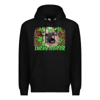 Black lucky heifer with glasses st patricks Premium Hoodie - Artiststas