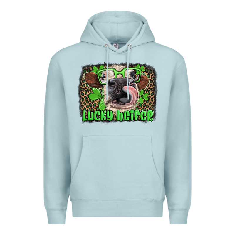 Lucky Heifer With Glasses St Patricks Premium Hoodie by Artiststas | Teevron