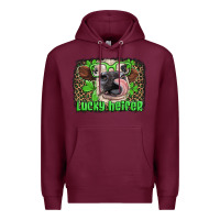 Burgundy lucky heifer with glasses st patricks Premium Hoodie - Artiststas