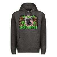 Charcoal Heather lucky heifer with glasses st patricks Premium Hoodie - Artiststas