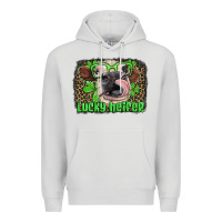 Dove Grey lucky heifer with glasses st patricks Premium Hoodie - Artiststas