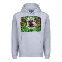 Heather Grey lucky heifer with glasses st patricks Premium Hoodie - Artiststas