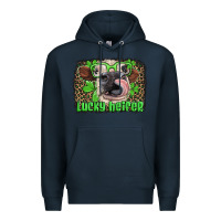 Navy lucky heifer with glasses st patricks Premium Hoodie - Artiststas