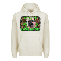 Oatmeal Heather lucky heifer with glasses st patricks Premium Hoodie - Artiststas