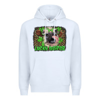 White lucky heifer with glasses st patricks Premium Hoodie - Artiststas