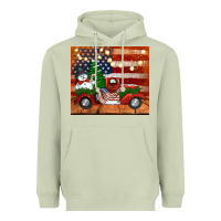 Matcha christmas truck with american flag Heavyweight Hoodie - Jasminsmagicworld
