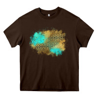 Chocolate Brown turquoise leopard patch Heavy Core Tee - Jasminsmagicworld