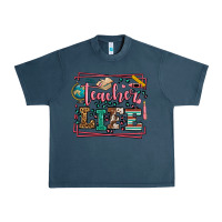 Midnight Navy Teacher life leopard frame Urban Heavy Tee - LillyAllenDesigns