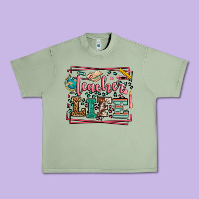 Teacher Life Leopard Frame Urban Heavy Tee Designed By Lillyallendesigns