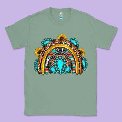 Western Gemstones Sunflowers Rainbow Classic Tee Designed By Oliviacreatesart