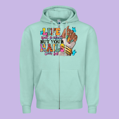 Life Isn't Perfect But Your Nails Can Be Zipper Hoodie Designed By Ranaportraitstore