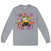 Heather Grey i have a bus full of valentines Long Sleeve Tee - CowhideDigitalArt