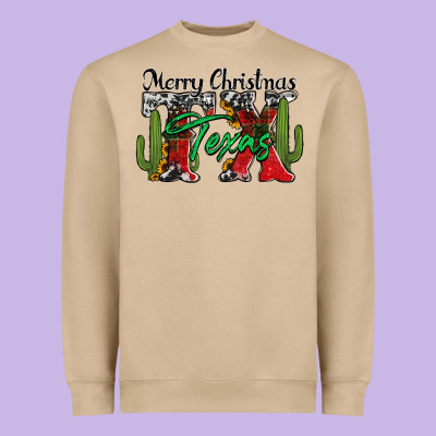 Merry Christmas Tx Texas Heavyweight Sweatshirt Designed By Jasminsmagicworld