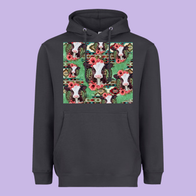 Baby Cow Floral Aztec Tumbler Heavyweight Hoodie Designed By Jasminsmagicworld