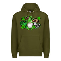 Army Green st patricks day gnome with western hearts Premium Hoodie - Artiststas