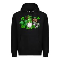 Black st patricks day gnome with western hearts Premium Hoodie - Artiststas