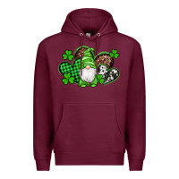 Burgundy st patricks day gnome with western hearts Premium Hoodie - Artiststas