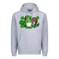 Heather Grey st patricks day gnome with western hearts Premium Hoodie - Artiststas