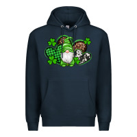 Navy st patricks day gnome with western hearts Premium Hoodie - Artiststas
