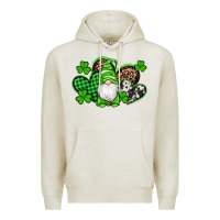 Oatmeal Heather st patricks day gnome with western hearts Premium Hoodie - Artiststas