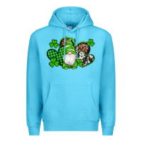 Ocean Blue st patricks day gnome with western hearts Premium Hoodie - Artiststas